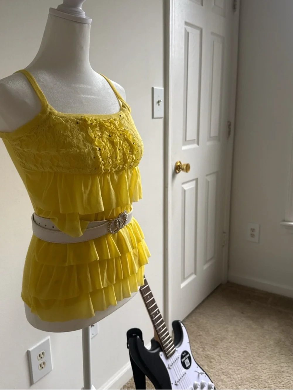 Yellow Ruffled Tank Top - Picture 2 of 6